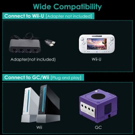 Wired Black for Wii Gamepad Shock Game Controller Compatible with GameCubecolor: Black Color