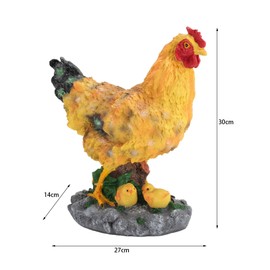 Hen Garden Statue, Hen Fairy Garden Accessories Resin Chick Hen Figurine with Small Chicks, Realistic Chicken Garden Statue Real Feather Hatching Hen Statue Outdoor Decor for Landscape Desk Decor