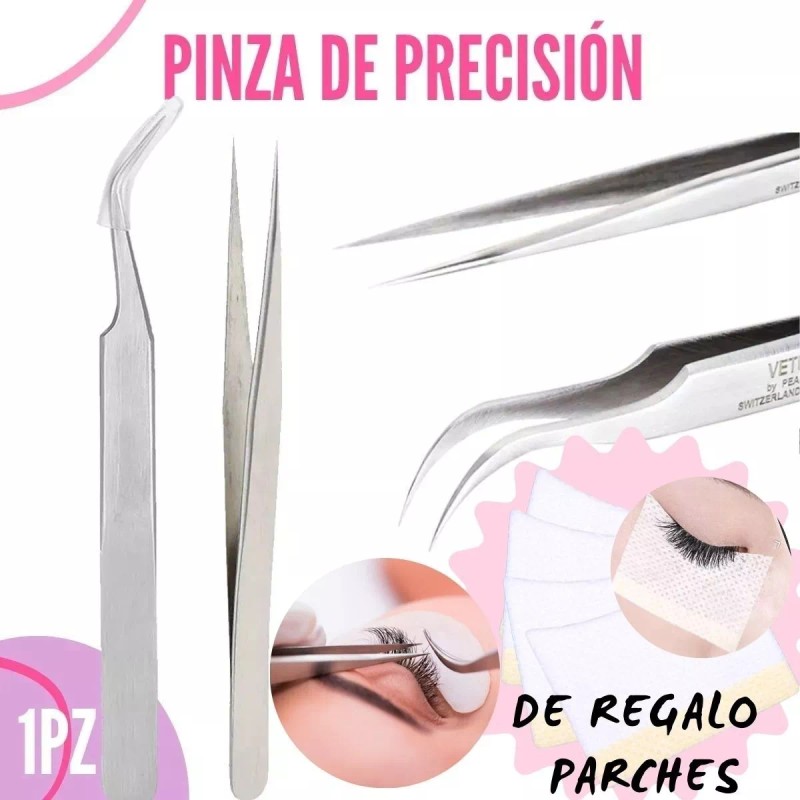 Veraly Pinzas Aplicación Pestañas Postizas Acero Curva/ Recta 1pz