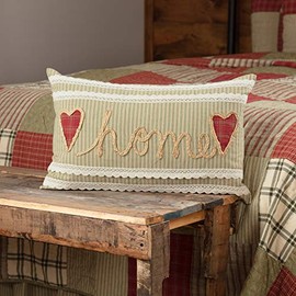 VHC Brands Prairie Winds Bedding Accessory, 14x22, Brick Red Home, Hearts