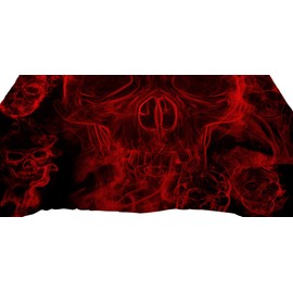 YSJ 3 PCS Duvet Cover Set with Zipper Closure,Ties-Black Red Skull Pattern Printed-Full Size Bedding Set Comforter Protector Pillowcases (Full)