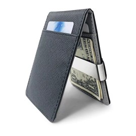 Blacks The "BLUE VELVET" Thin Bifold Money Clip Wallet