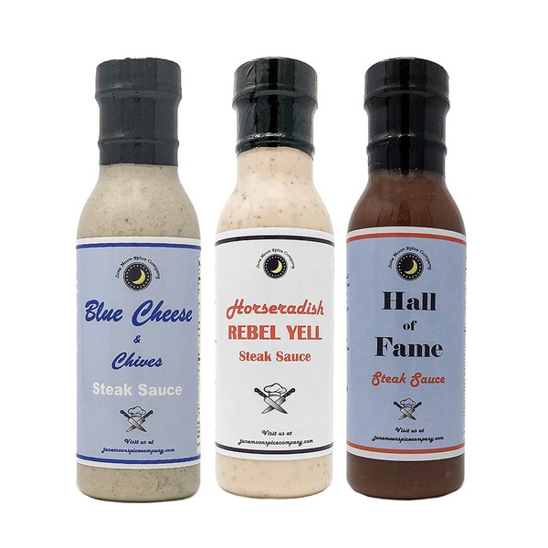 Premium | Best Selling STEAK SAUCE | Variety 3 Pack | Hall of Fame Steak Sauce | Blue Cheese & Chive Steak Sauce | Horseradish Rebel Yell Steak Sauce