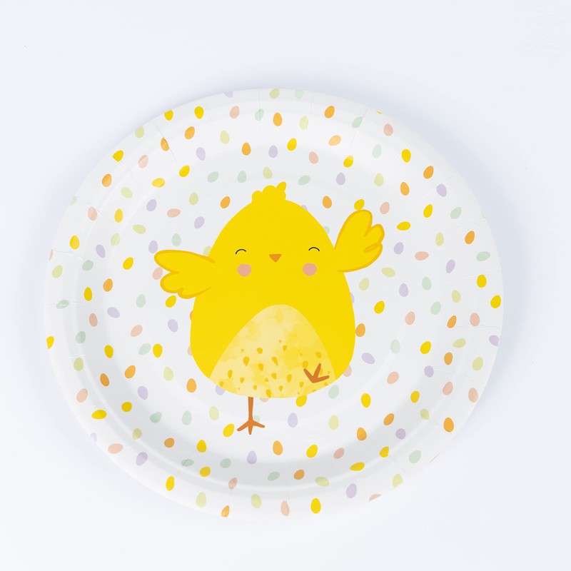evelay 8 x Easter Chick Paper Plates 23cm Kids Food