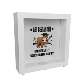 Abi Passed Sloth Frame Money Box Made of Wood with Saying Back to Bed Graduation Gift Abitur Sloth Style Lazy After Exam School Over TV Relax