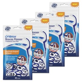 OrVance Braces Flosser - Designed for Braces for an Easy & Effective Clean, Ultra Strong Floss - 40 Count (Pack of 4)