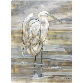 Fine Art Canvas Golden Egret Canvas Wall Decor by Artist Paul Brent for Living Room, Bedroom, Bathroom, Kitchen, Office, Bar, Dining & Guest Room - Ready to Hang - 32 in x 43 in