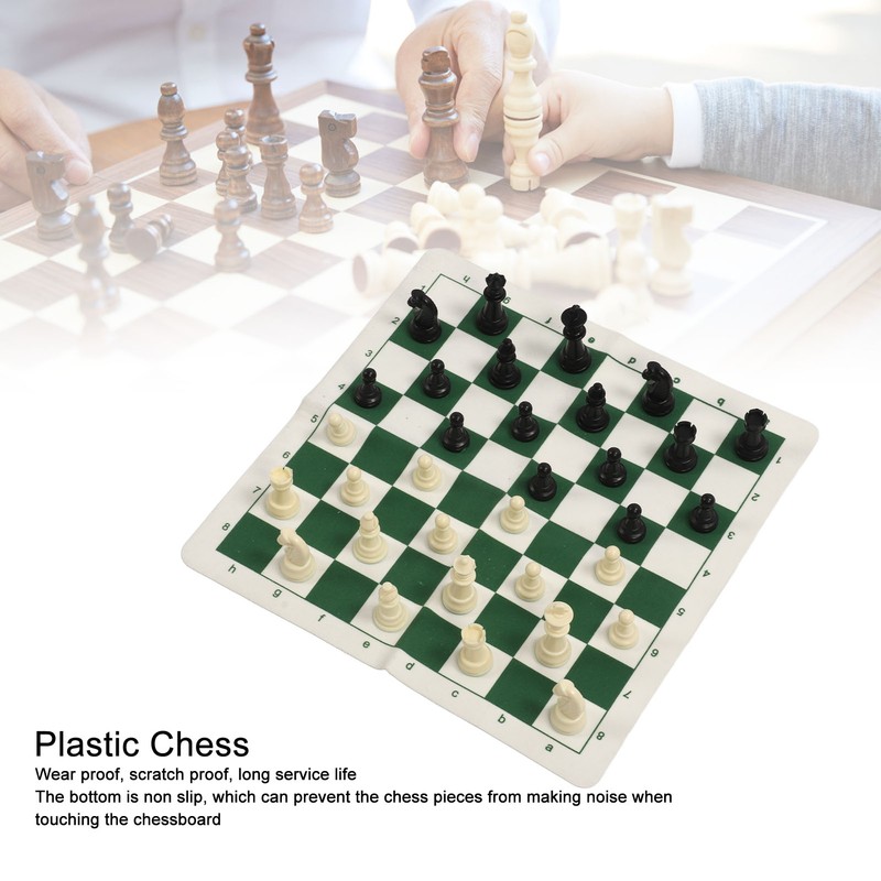 Chess Checkers Set PP Chess Pieces PU Imitation Leather Chess