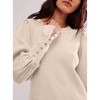 Women's Waffle Knit Puff Long Sleeve Tops Crew Neck Sweatshirt