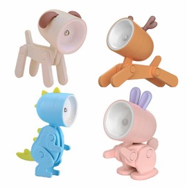 Vercico 4 Pieces Animal Night Light Party Bag Children's Birthday Small Gifts for Children, Mini Animals Lamps Kawaii Guest Gift Give Aways Gift Gifts Girls Boys Random Colour