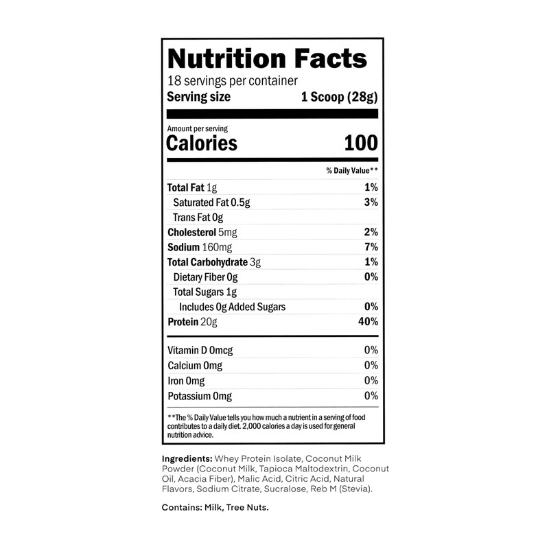 Oath Nutrition Clear Whey Isolate Protein Powder, Coconut Colada, 20g