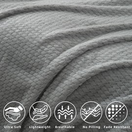 DaysU King Blanket for Couch Sofa Bed, Decorative Reversible Diamond Jacquard Fleece Blankets Fuzzy Soft Cozy Warm Micro Flannel King Size Blanket, Grey, King(108"x90")