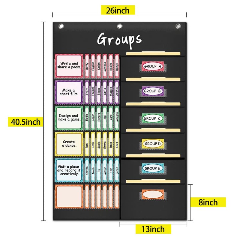 Eamay Small Group Management Pocket Chart with 84 Cards to