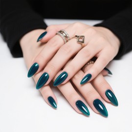 Chrome Press on Nails Medium Almond-Vanpaga 120pcs Cat Eye Press on Nails Almond,Reusable Stick on Fake Nails in 15 Sizes,Soft Gel False Nails Kit for Women Girl Gift -120PCS Soft Gel Fake Nails Kit