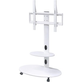 Proman Porducts ST17177 Venus Mobile TV Stand for Television up to 75", Adjustable Height and Shelved, White