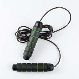 CHENGZI Adjustable Jump Rope Skipping Rope for Kids and Adults (Black-Green)