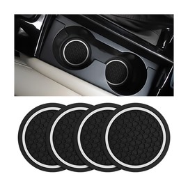 Mandark 4PCS Car Cup Holder Coasters, 2.75 Inch Non-Slip Insert Water Bottle Holder Pads, Dustproof Automotive Interior Accessories Mat, Universal for Vehicles, Trucks, RVs and More（Black/White）