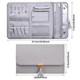 Daelesr Foldable Jewellery Bag, Jewellery Rolls, Travel Jewellery Boxes, Portable, Jewellery Organisers, Travel Jewellery Storage Bag for Rings, Necklaces, Earrings, Bracelets, Watches, Brooches