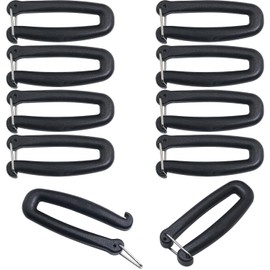 LUORNG 10 mochilas desmontables con hebilla cuadrada para exteriores, hebilla elástica de 38 mm, hebilla de clip en U, hebilla ajustable para cincha, gancho de fijación, color negro, Negro -, 38MM