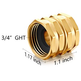 SIGURANTA Garden Hose Female to Female Hose Adapter, 3/4 Inch Brass GHT Double Female Connector Swivel (3 PCS)