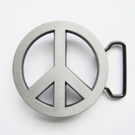 Antique Silver Peace Symbol Love Sign Belt Buckle for Men