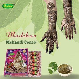 MADIHAS Premium Henna Mehandi Cone Pack of 12 (30gm each)