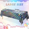 2Pack Iridescent Checkered Plastic Tablecloth, Shiny Disposable Laser Rectangle Table