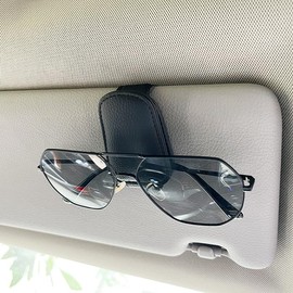 YN MageTech Universal Car Eyeglasses Clip Holder Sun Visor Sunglasses Mount with Non-Slip PU Leather Grip, Compact Dashboard/Visor Clip for Driving Glasses/Sunglasses/Reading Glasses (Black)