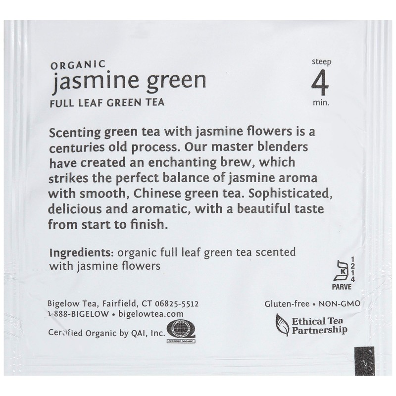 Steep Café Organic Jasmine Green Tea, 50 Bags per Box,