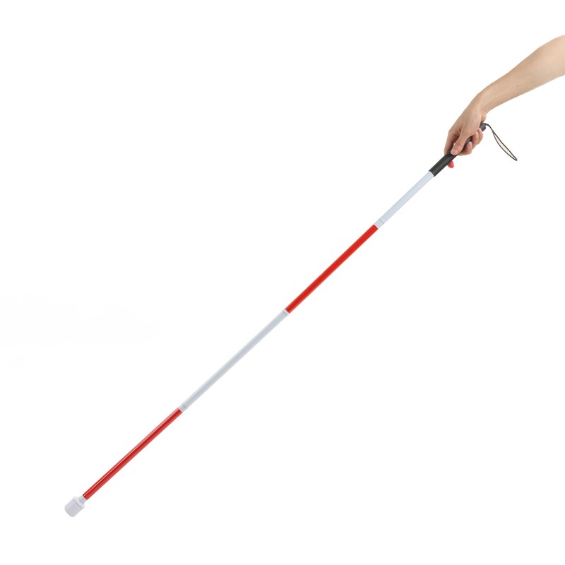 Folding Blind Cane Anti Slip Handle Red White Aluminium Light