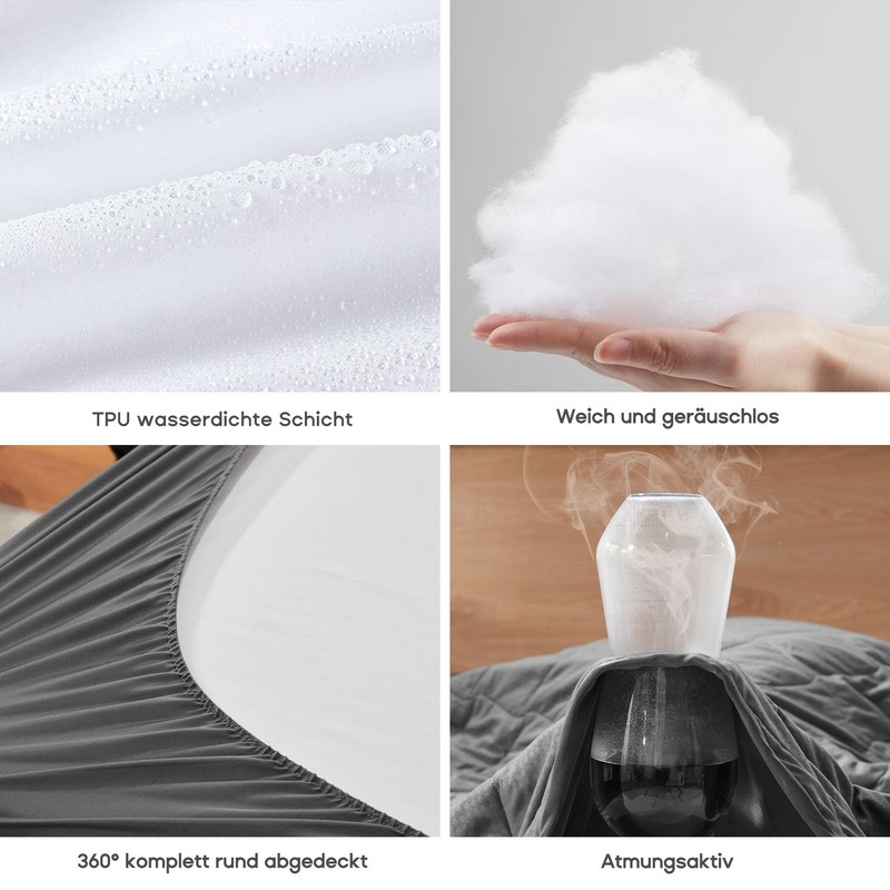 Mattress Topper, Grey, 90 x 200 x 38 cm