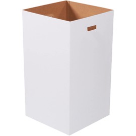 Tape Logic Corrugated Trash Can Plain, 50 Gallon, 18' x 18' x 36', White, 10/Bundle