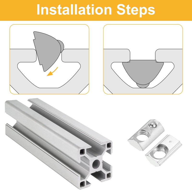 sourcing map Roll-in Spring M6 T Nut, Roll Ball Elastic