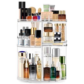 OBSGUMU Make Up Organiser Rotatable, Acrylic Cosmetic Organiser, 360° Makeup Organiser for Cosmetics, Adjustable Large Capacity Makeup Organiser for Women, Girls (Transparent)