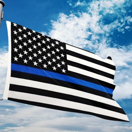 Thin Blue Line Flag United States Policeman Banner Polyester 3x5 Foot Flags Vivid Color and UV Fade Resistant Flag Outdoor Banner