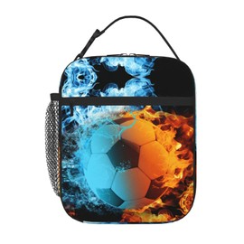 Fire Football Lunch Bag Insulated Lunch Box Reusable Lunch Tote Bag For Kids Boys Girls Women Men Work Picnic