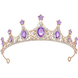 Birthday Crown for Women Wedding Rhinestones Princess Party Headbands Hair Accessories (Purple)
