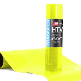 V2 Pro Heat Transfer Vinyl Film HTV Roll (Fluorescent Yellow, 12 Inch x 36 Inch)