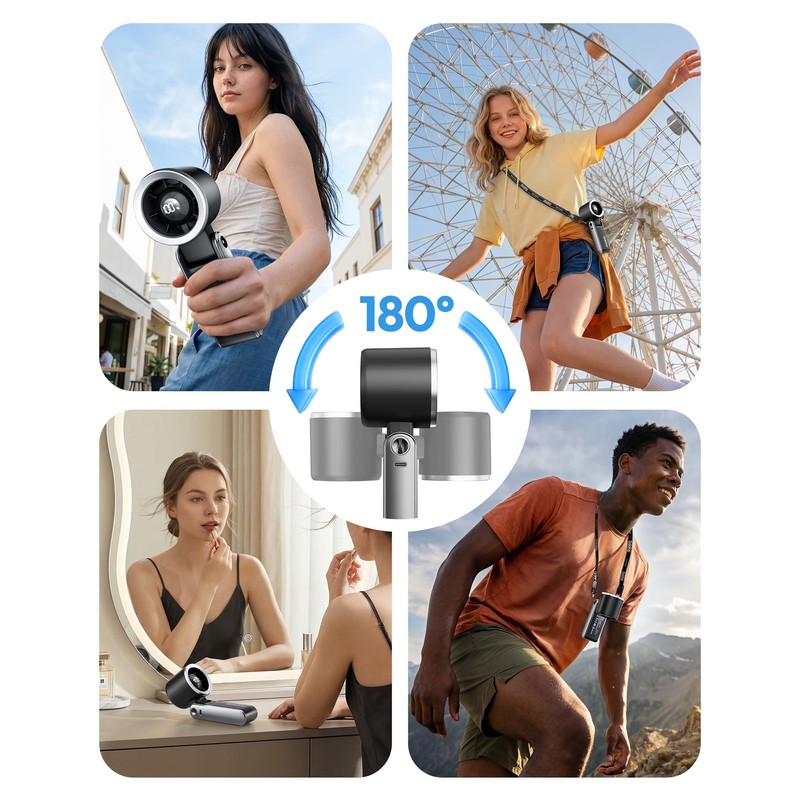 Gaiatop Portable Handheld Turbo Fan, 15 Hrs Cooling, 180° Foldable