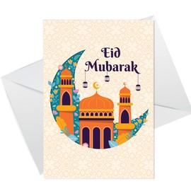 RED OCEAN Eid Mubarak Ramadan Greetings Card - A6 Card With Envelope - Eid Mubarak Card For Family or Friends, Ramadan Mubarak Cards for Eid - Muslim Islamic Cards
