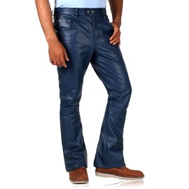 Laverapelle Men's Genuine Lambskin Leather Pants (Navy Blue, 34, Polyester Lining) - 2304004