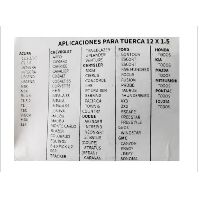 RUBBER STAR Seguros para rines Tuerca 12 x 1.5