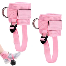 JAWUZ Pack of 2 Kickbacks Foot Strap with D-Rings, Foot Cuffs Cable Pull, Ankle Straps Gym, Fitness Accessories, multicoloured