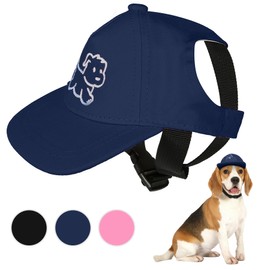 Debei Dog Baseball Cap Summer Cool Sunhat for Large Medium Dogs Hat - Adjustable Pet Visor Sunbonnet Bucket Sun Protection with Ear Holes - Party Trucker Ball Gorra Grandes, Blue