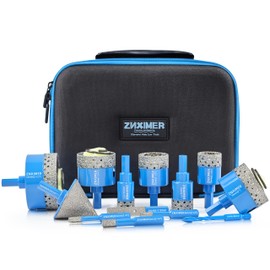 Diamond Core Drill Bits Set - ZNXIMER Porcelain Tile Hole Saw Kit for Ceramic, Granite, Marble and More Drilling - 13pcs Diamond Hole Saw Kit(6/6/8/20/25/28/35/45/50/65MM/2/6MM/10MM)