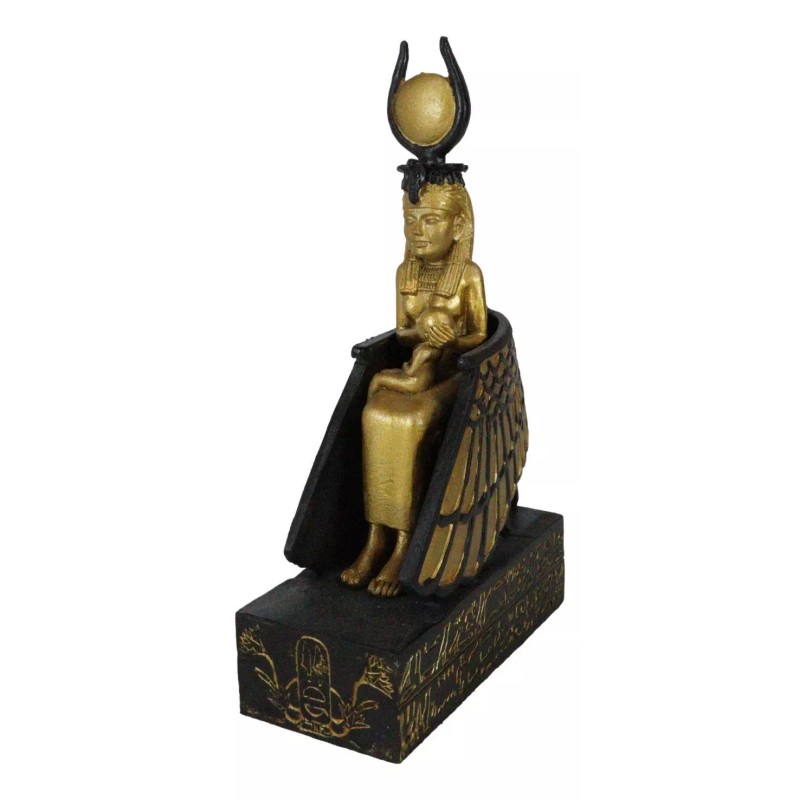 Classical Egyptian Golden Goddess Iset Isis Ra Nursing Horus Baby