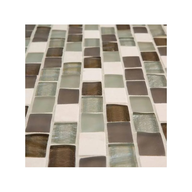 Jeffrey Court Bellagio Pebble Brown/Tan Brick Interlocking Mixed Glass Marble