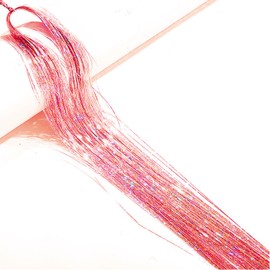 Mcoser Orange Hair Tinsel Extensions 1200 Strands Glitter Hair Tinsel Extensions Shiny Straight Hair Extensions for Women Girls Party Cosplay (37 Inch)