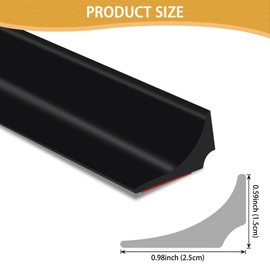 Soengsau Peel and Stick Splash Guard for Countertop, Shower Water Dam Barrier, Waterproof Caulk Seal Strip for Kitchen and Bathroom Sink Cooktop Edge (Black, 39" L x 0.59" H)