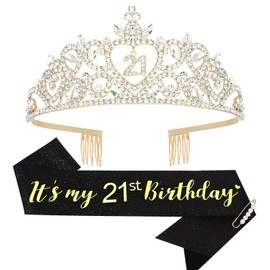 Happy 21st Birthday Decorations for Her - Sash, Crown, and Gifts for Women